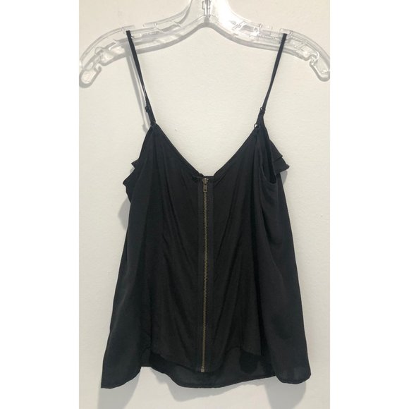 UO silence + noise Silk Ruffle Black Cami - M - Picture 4 of 7